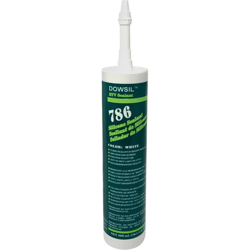 Agent d'&eacute;tanch&eacute;it&eacute; &agrave; base de silicone Dowsil 786, 300 ml, Cartouche, Blanc Les Distributions ICE