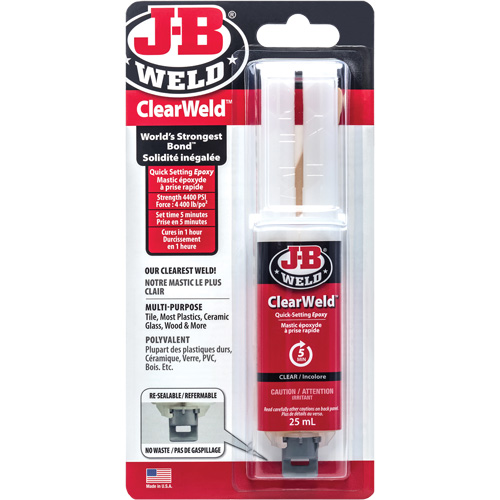 ClearWeld Adhesive, 25 ml, Syringe, Two-Part, Clear Les Distributions ICE