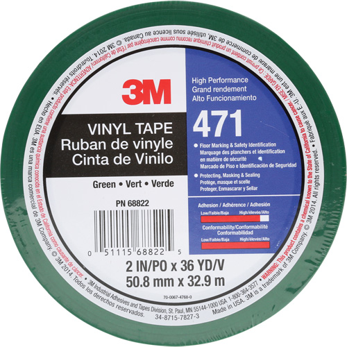 471 Vinyl Tape, 50.8 mm (2") W x 32.9 m (108') L, 5.2 mils, Green Les Distributions ICE