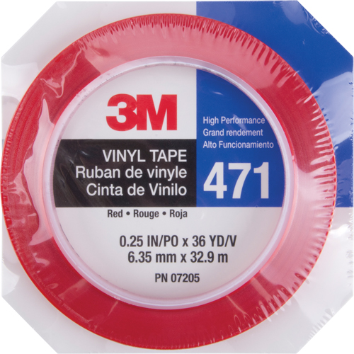 Ruban en vinyle 471, 6 mm (1/4") la x 32,9 m (108') lo, 5,3 mils, Rouge Les Distributions ICE