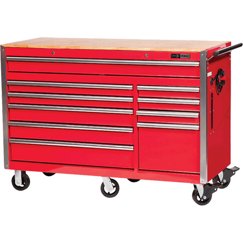 PRC5610 Armoire &agrave; rouleaux s&eacute;rie Pro, 10 tiroirs, 55-9/10" la x 24-1/10" p x 39-7/10" h, Rouge Les Distributions ICE