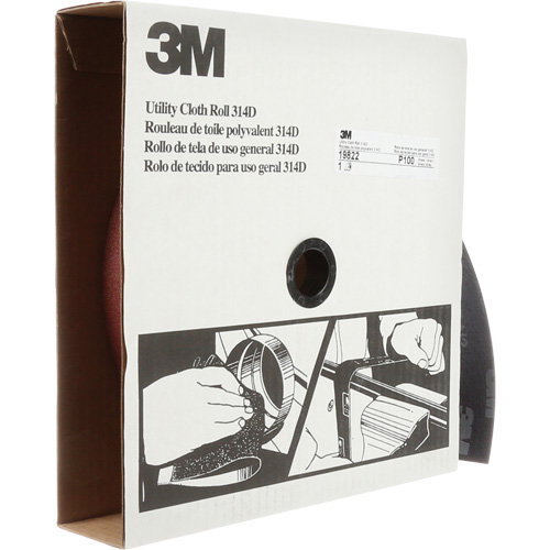 Rouleau de toile abrasive utilitaire 314D, 2" la x 150' lo, Grain 100J Les Distributions ICE