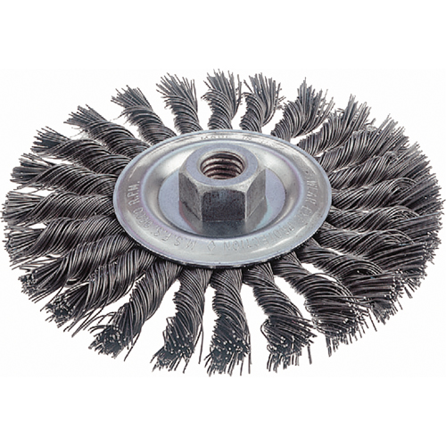 Brosses rotatives &agrave; fils nou&eacute;s - Brosse rotative &agrave; fils nou&eacute;s, fils nou&eacute;s standards, Dia. 6", Fils 0,023", Arbre 5/8"-11, Acier Les Distributions ICE