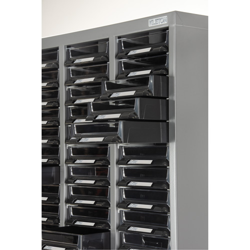 Casiers pour pi&egrave;ces KPC-300, Acier galvanis&eacute;, 60 tiroirs, 21-3/10" x 10-2/5" x 36-9/10", Gris Les Distributions ICE