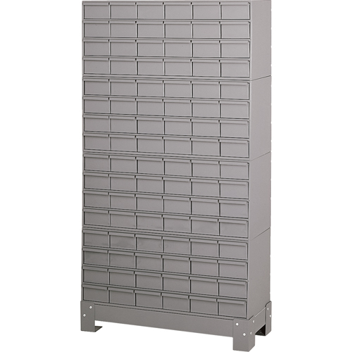Casiers &agrave; tiroirs industriels avec base, 96 tiroirs, 34-1/8" la x 12-1/4" p x 62-1/2" h, Gris Les Distributions ICE