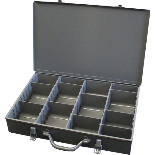 Boîtes &agrave; compartiments ajustables, Acier, Variable compartiments, 18" la x 12" p, 3" h, Gris Les Distributions ICE