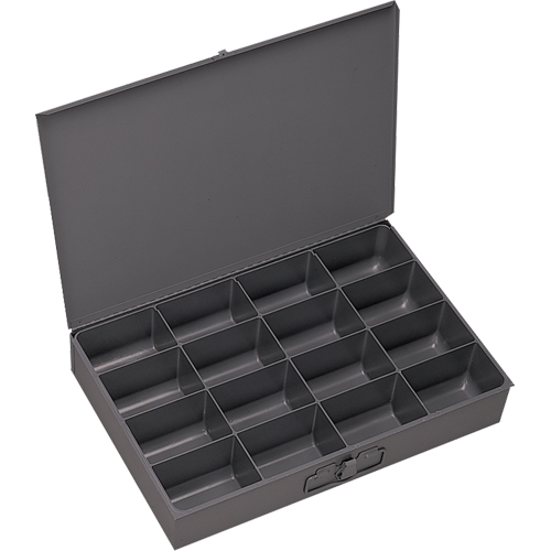 Compartment Scoop Boxes, Steel, 16 Slots, 13-3/8" W x 9-1/4" D x 2" H, Grey Les Distributions ICE