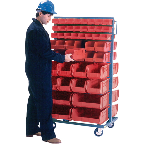 Support mobile deux c&ocirc;t&eacute;s pour bacs, &agrave; deux c&ocirc;t&eacute;s, 96 bacs, 36" la x 24" p x 63" h Les Distributions ICE