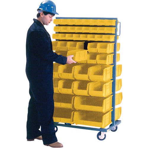 Support mobile deux c&ocirc;t&eacute;s pour bacs, &agrave; deux c&ocirc;t&eacute;s, 96 bacs, 36" la x 24" p x 63" h Les Distributions ICE