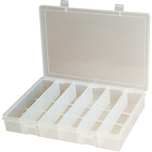Compact Polypropylene Compartment Cases, 11" W x 6-3/4" D x 1-3/4" H, 6 Compartments Les Distributions ICE