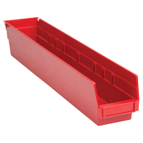 Bacs de rangement pour tablettes, 4-1/8" la x 4" H x 23-5/8" p, Rouge, Capacit&eacute; 50 lb Les Distributions ICE