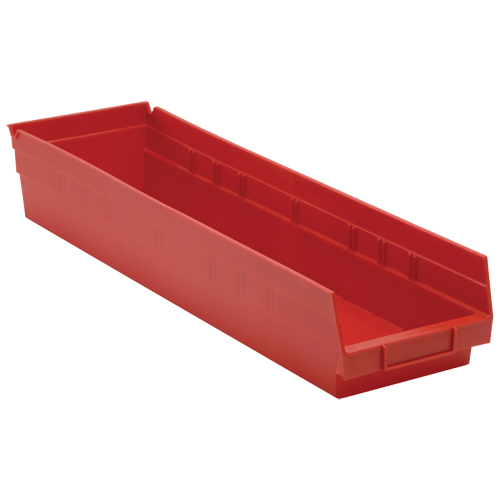 Bacs de rangement pour tablettes, 6-5/8" la x 4" H x 23-5/8" p, Rouge, Capacit&eacute; 50 lb Les Distributions ICE
