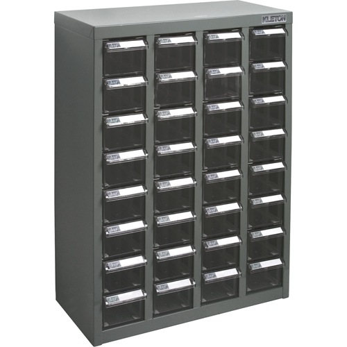 Casiers pour pi&egrave;ces KPC-500, Acier galvanis&eacute;, 32 tiroirs, 18-1/10" x 8-7/10" x 25-3/5", Gris Les Distributions ICE