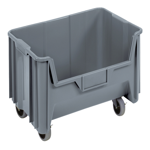 Bac g&eacute;ant mobile empilable, 12-7/16" ha x 19-7/8" la x 15-1/4" p, Capacit&eacute; de 250 lb, Gris Les Distributions ICE