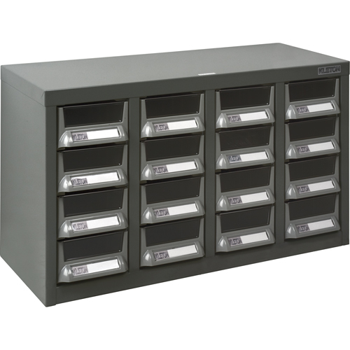 Casiers pour pi&egrave;ces KPC-400, Acier galvanis&eacute;, 16 tiroirs, 23-1/10" x 8-7/10" x 13-4/5", Gris Les Distributions ICE