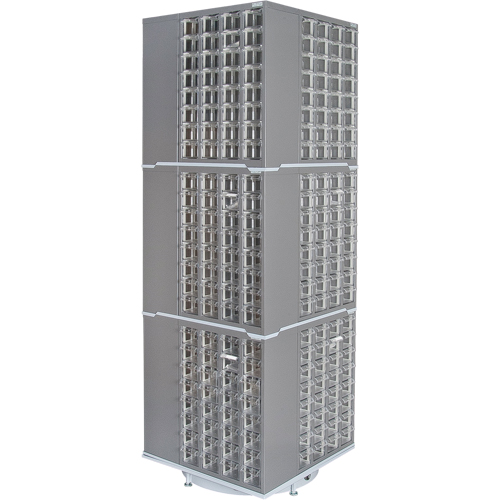 Heavy-Duty Industrial Carousel Drawer Cabinet, Steel, 384 Drawers, 27" W x 27" D x 80" H, Grey Les Distributions ICE