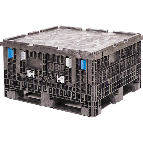 Medium-Duty Collapsible Bulkpak Containers, 48" L x 40" W x 39" H, Black Les Distributions ICE