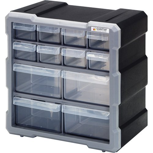 Armoire &agrave; tiroir, Plastique, 12 tiroirs, 10-1/2" x 6-1/4" x 10-1/4", Noir Les Distributions ICE