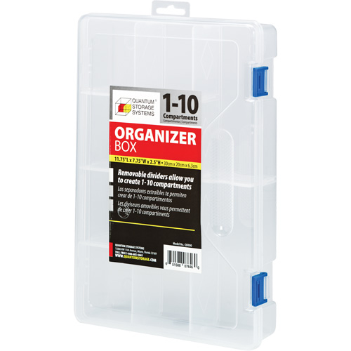 Boîte &agrave; compartiments en plastique, 7,75" la x 11,75" p x 2,2" h, 10 compartiments Les Distributions ICE