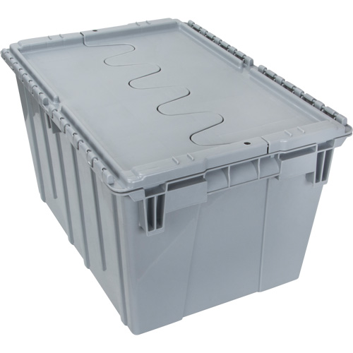 Contenant de distribution en plastique avec dessus basculant, 21,65" x 15,5" x 12,5", Gris Les Distributions ICE