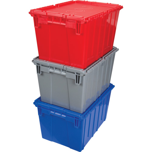 Contenant de distribution en plastique avec dessus basculant, 21,65" x 15,5" x 12,5", Gris Les Distributions ICE