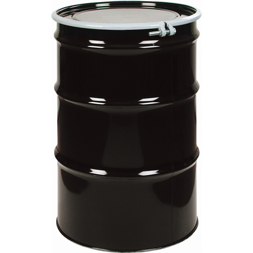 Steel Drums, 55 US gal (45 imp. gal.), Unlined, Black, Open Top, 1A2/Y1.4/140, 20 Gauge Les Distributions ICE