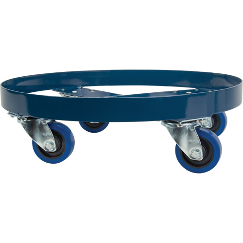 Chariot pour baril, Acier, Capacit&eacute;e 1400 lb, Diam&egrave;tre 24", Roue en &eacute;lastique bleu Les Distributions ICE
