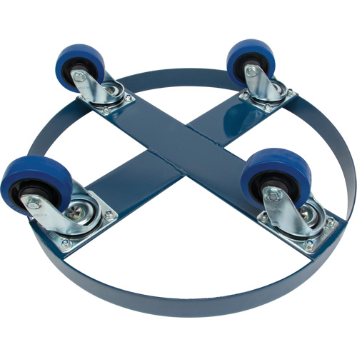 Chariot pour baril, Acier, Capacit&eacute;e 1400 lb, Diam&egrave;tre 24", Roue en &eacute;lastique bleu Les Distributions ICE