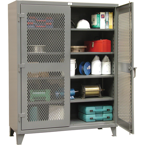 Armoires de rangement robustes ventil&eacute;es, 4 Tablettes, 72" h x 36" la x 24" p, Acier, Gris Les Distributions ICE
