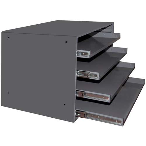 Casiers pour boîtes &agrave; compartiments, Acier, 4 compartiments, 20" la x 15-3/4" p, 15" h, Gris Les Distributions ICE