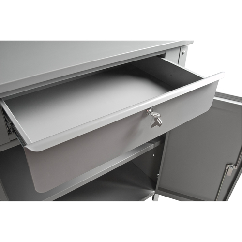 Cabinet Style Shop Desk, 34-1/2" W x 30" D x 53" H, Grey Les Distributions ICE