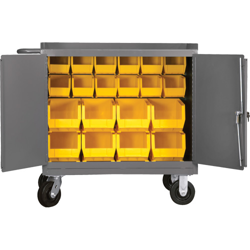 Mobile Workbench Cabinet with Bins, Steel Surface Les Distributions ICE