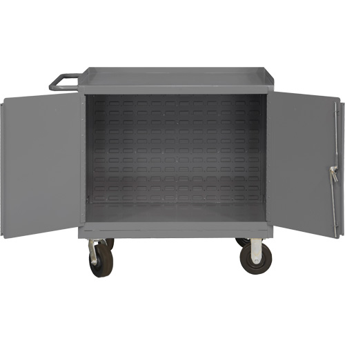 Mobile Workbench Cabinet with Louvered Panel Back, Steel Surface Les Distributions ICE