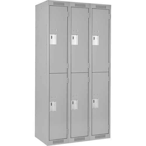 Clean Line Lockers, 2 -tier, Bank of 3, 36" x 18" x 72", Steel, Grey, Rivet (Assembled) Les Distributions ICE