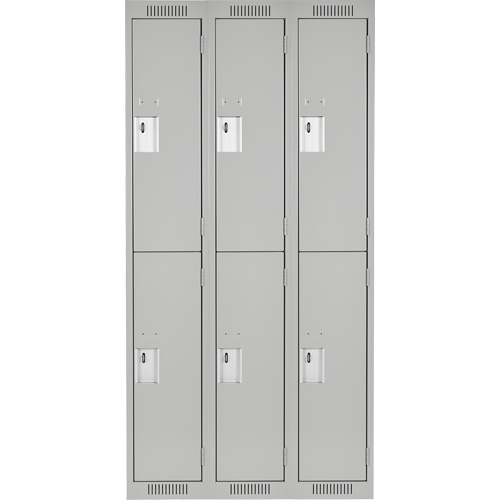 Clean Line Lockers, 2 -tier, Bank of 3, 36" x 18" x 72", Steel, Grey, Rivet (Assembled) Les Distributions ICE