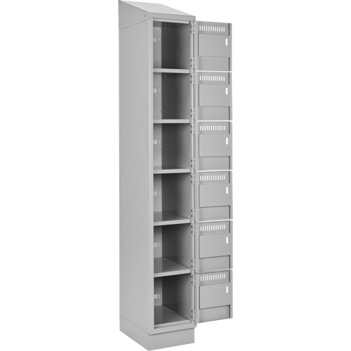 Clean Line Lockerette, 6 -tier, Bank of 4, 48" x 18" x 82", Steel, Grey, Rivet (Assembled) Les Distributions ICE