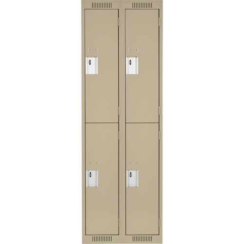 Clean Line Lockers, 2 -tier, Bank of 2, 24" x 18" x 72", Steel, Beige, Rivet (Assembled) Les Distributions ICE