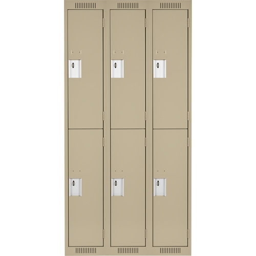 Clean Line Lockers, 2 -tier, Bank of 3, 36" x 18" x 72", Steel, Beige, Rivet (Assembled) Les Distributions ICE