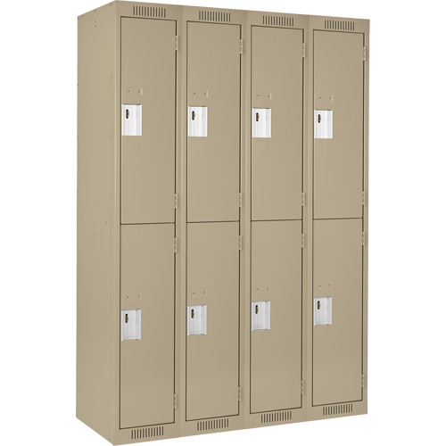 Clean Line Lockers, 2 -tier, Bank of 4, 48" x 18" x 72", Steel, Beige, Rivet (Assembled) Les Distributions ICE