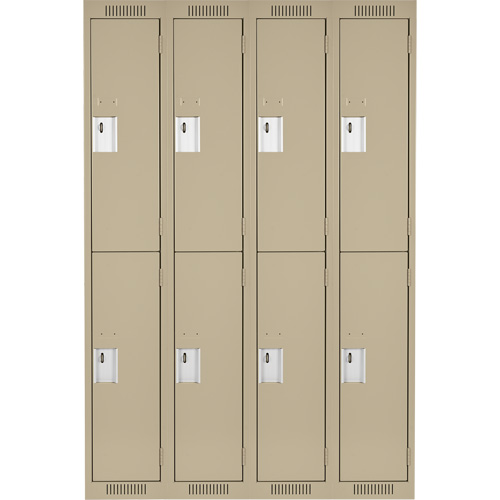 Clean Line Lockers, 2 -tier, Bank of 4, 48" x 18" x 72", Steel, Beige, Rivet (Assembled) Les Distributions ICE