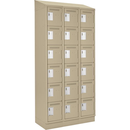 Clean Line Lockerette , 6 -tier, Bank of 3, 36" x 18" x 82", Steel, Beige, Rivet (Assembled) Les Distributions ICE