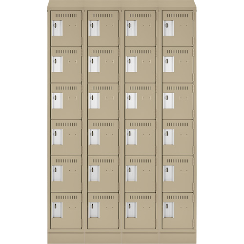Clean Line Lockerette , 6 -tier, Bank of 4, 48" x 18" x 82", Steel, Beige, Rivet (Assembled) Les Distributions ICE
