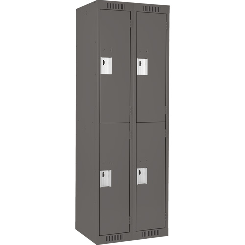 Clean Line Lockers, 2 -tier, Bank of 2, 24" x 18" x 72", Steel, Charcoal, Rivet (Assembled) Les Distributions ICE