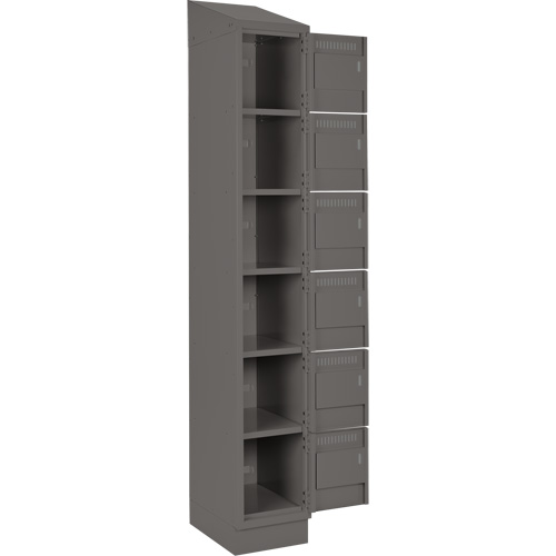 Clean Line Lockerette, 6 -tier, Bank of 4, 48" x 18" x 82", Steel, Charcoal, Rivet (Assembled) Les Distributions ICE