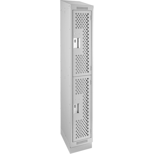 Casiers Clean Line, 2 niveaux, 12" x 12" x 82", Acier, Gris, Rivet (assembl&eacute;), Perfor&eacute; Les Distributions ICE