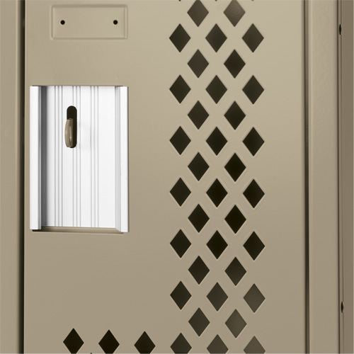 Clean Line Lockers, Bank of 2, 24" x 15" x 72", Steel, Beige, Rivet (Assembled), Perforated Les Distributions ICE