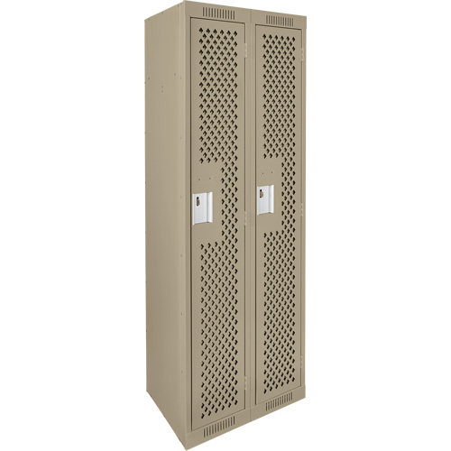 Clean Line Lockers, Bank of 2, 24" x 15" x 72", Steel, Beige, Rivet (Assembled), Perforated Les Distributions ICE