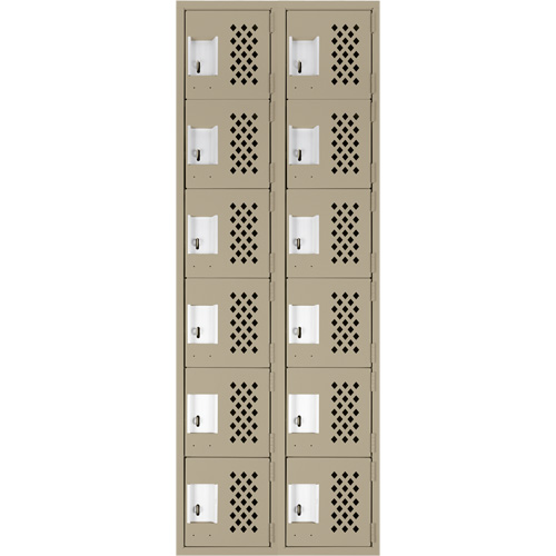 Assembled Lockerettes Clean Line Perforated Economy Lockers, 6 -tier, Bank of 2, 18" x 72" x 12", Steel Les Distributions ICE