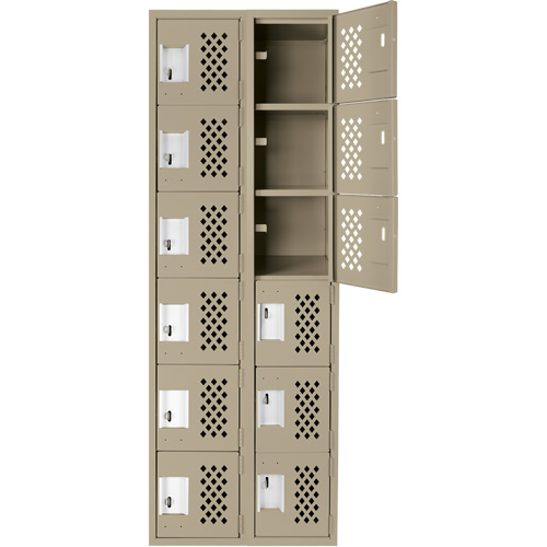 Assembled Lockerettes Clean Line Perforated Economy Lockers, 6 -tier, Bank of 2, 18" x 72" x 12", Steel Les Distributions ICE