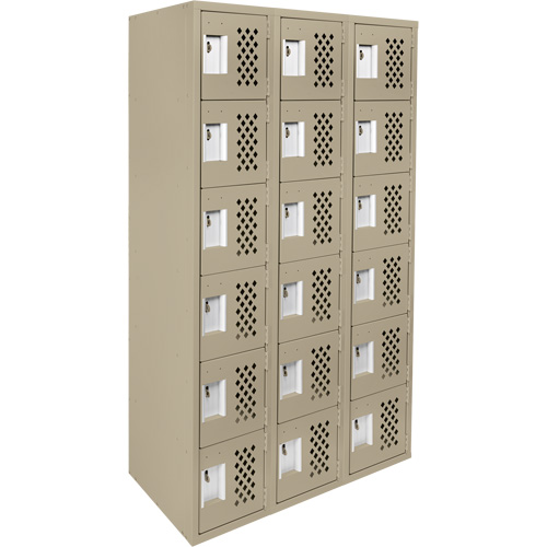 Assembled Lockerettes Clean Line Perforated Economy Lockers, 6 -tier, Bank of 3, 18" x 72" x 12", Steel Les Distributions ICE